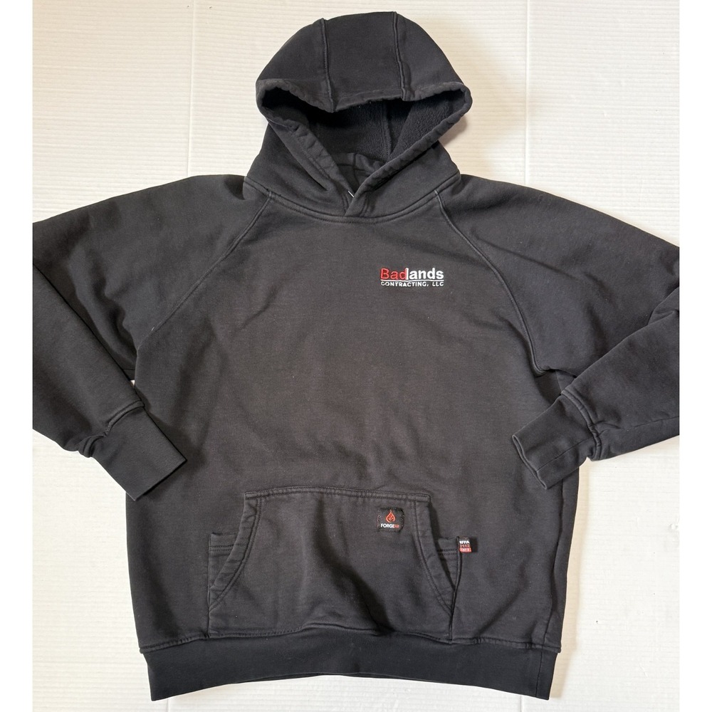 FORGE FR Workwear -‎ Men's Flame Resistant Heavy Black Sweatshirt Hoodie - Large